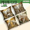 Home Decor Enchanting Elephants In A Golden Jungle Pattern Cushion Cover Suitable For Sofa Bedroom Car Pillow Cover