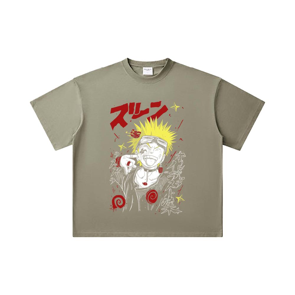 260 GSM Double Yarn 32 Count 100% Cotton Naruto V17 Print Unisex Heavy Cotton T Shirt