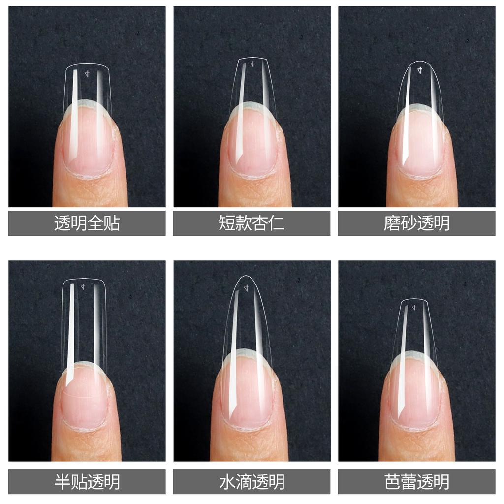Nail Art Patch Patch Ultradünnes und nahtloses Fertigprodukt Abnehmbarer transparenter Vollaufkleber Erweiterte Box mit künstlichen Nägeln
