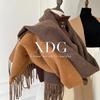 Brown scarf coat retro plaid scarf women's new scarf men's winter