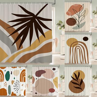 Nordisk Abstrakt Konst Boho Duschdraperi Vattentätt Polyester Badrumsdraperier Tropiska Blad Palmgardiner För Badrumsinredning