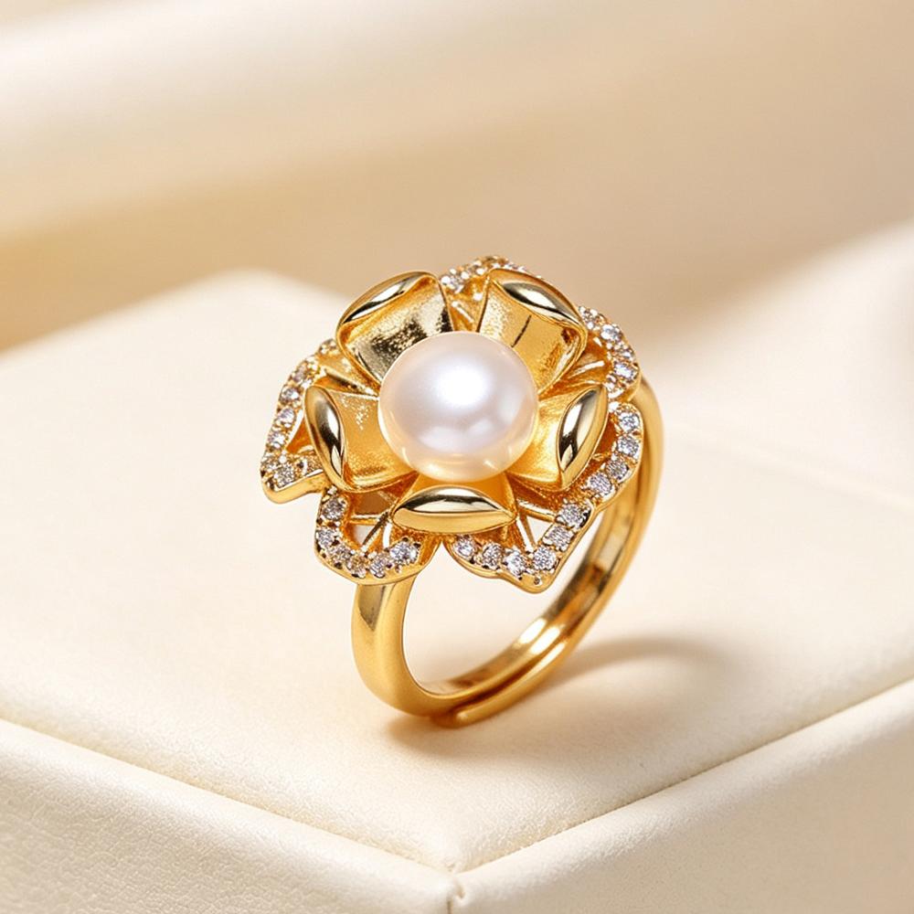 Natural Freshwater Pearl Rings For Women Fashion Female Ring Pearl Jewelry Adjustable Ring