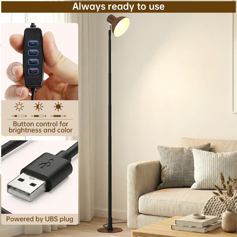 Adjustable LED Floor & Table Lamp 3 Colors Dimmable for Living Room/Office-Black