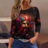 3/4 Length Sleeve Womens Tops Floral Print Vintage Fashion Casual Loose With Round Neck Plus Size Shirts