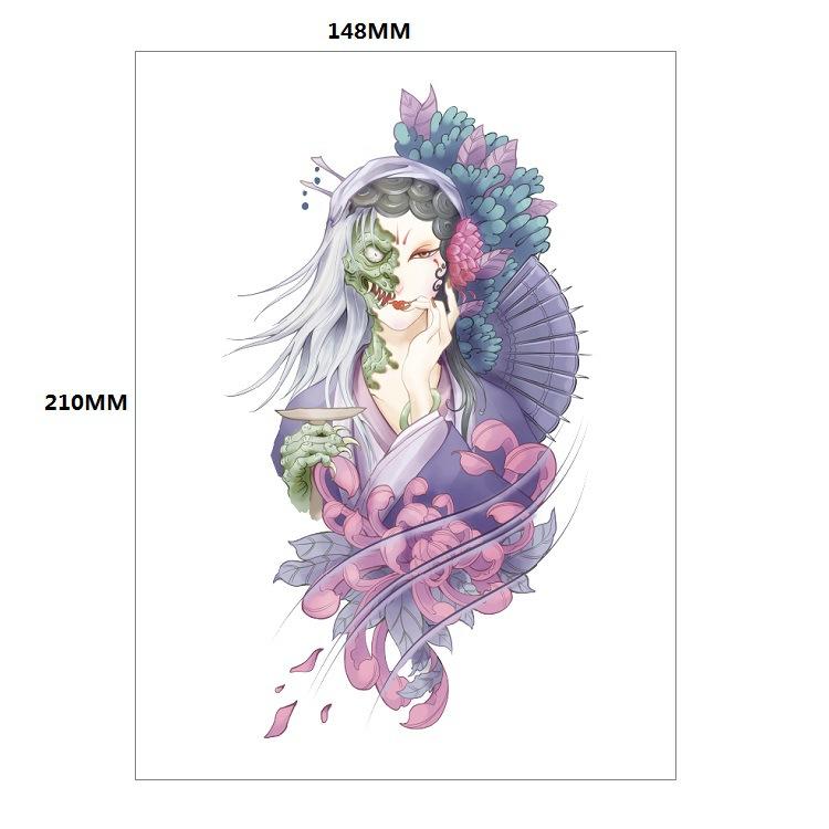 Traditionelle schöne Frau Charakter Tränen Geisha Farbe Wasser Transfer Blume Arm Anti-Real Tattoo Aufkleber Tattoo