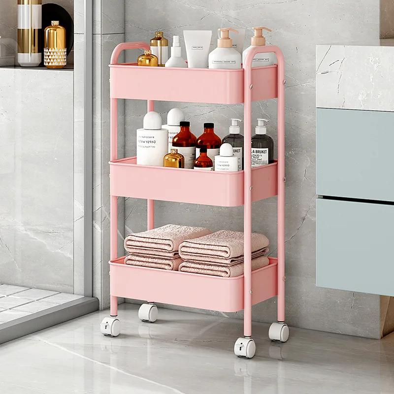 Mobile Storage Rack Trolley Organizer Kitchen Household Multifunctional Cart With Wheels Home Accessories Multi Storey Bookshelf