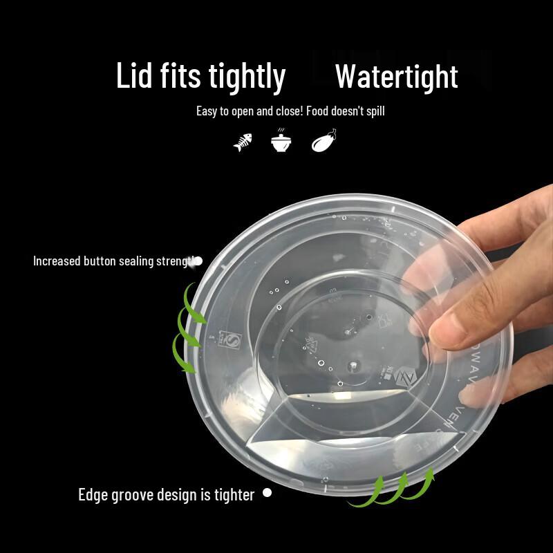 Disposable Round Bowl with Lid, 450ml