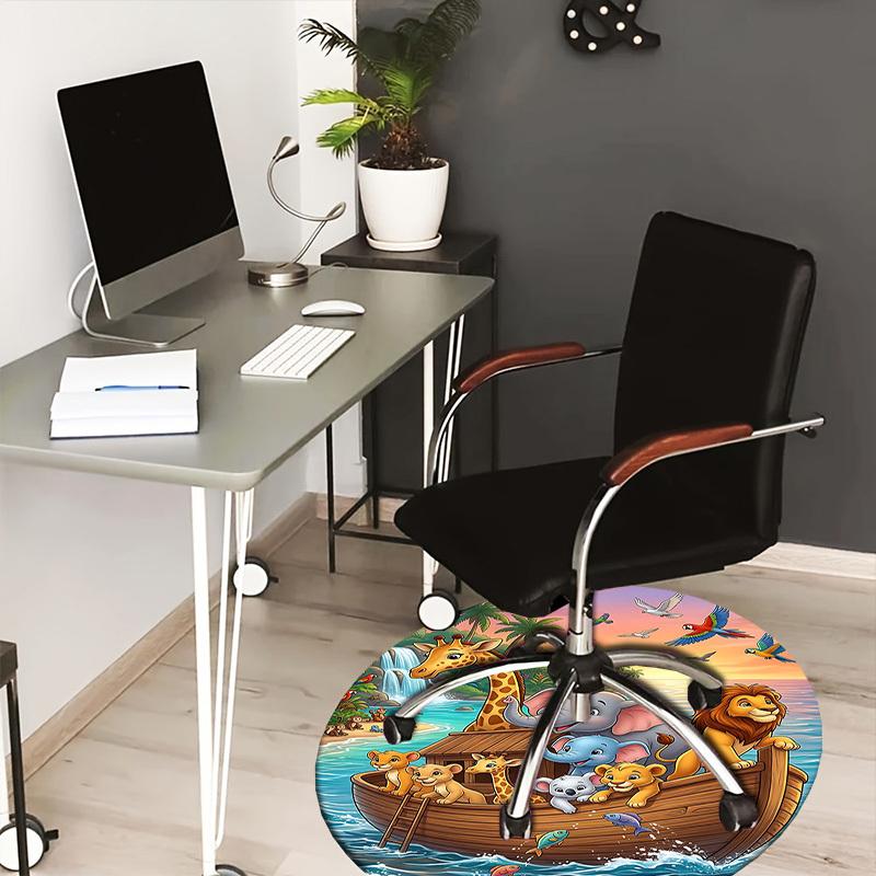 1PC Boat Animal Non-Slip Floor Round carpet, Office, family, bedroom, Large Area Rug Indoor Rugs,  Durable PolyesterH0352