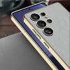 For Samsung Galaxy S25 S24 Ultra Phone Case Galaxy S25 Ultra Electroplated Leather Protective Shockproof Cover