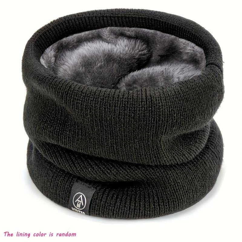 1PC Elegant Solid Color Polyester Scarf - with Velvet Lining - Retractable Knitted Neck - Warm