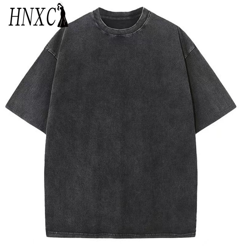 Футболка с коротким рукавом из хлопка HNXC, мужская модная свободная рубашка с коротким рукавом и принтом «Сострадательная рубашка» S чёрный