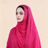 Full Cover Rhinestone Chiffon Scarf Solid Color Breathable Prayer Hijab Crinkle Shawl