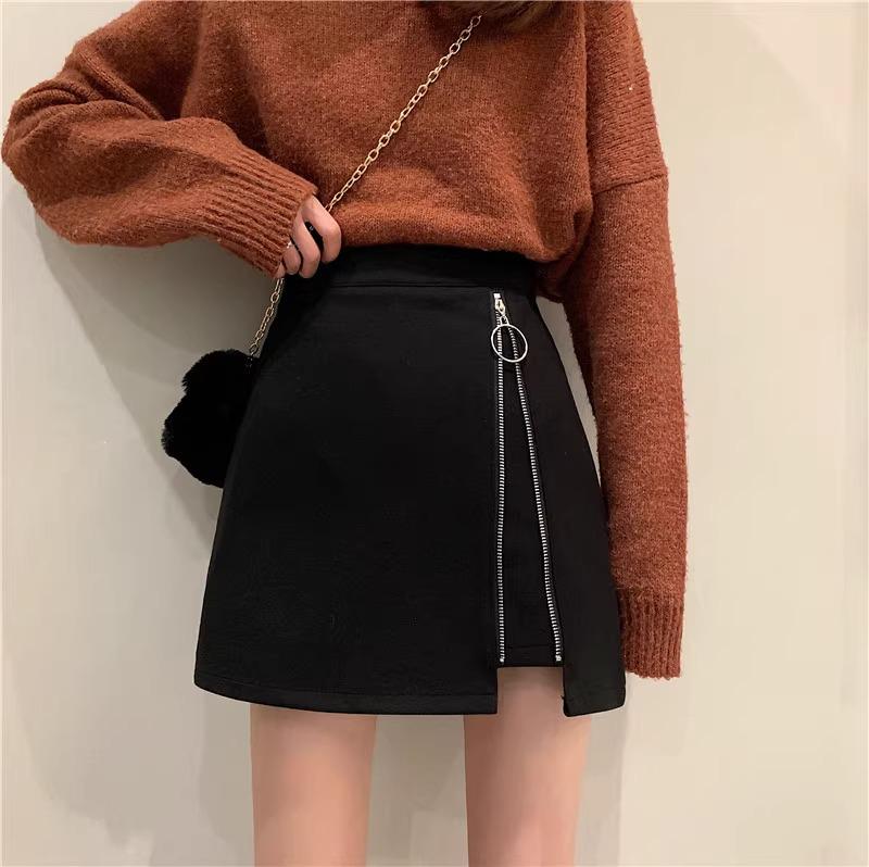 

Women s Woolen A-Line High Waist Zipper Skirt - Slim Fit, Autumn/Winter 2023. XS