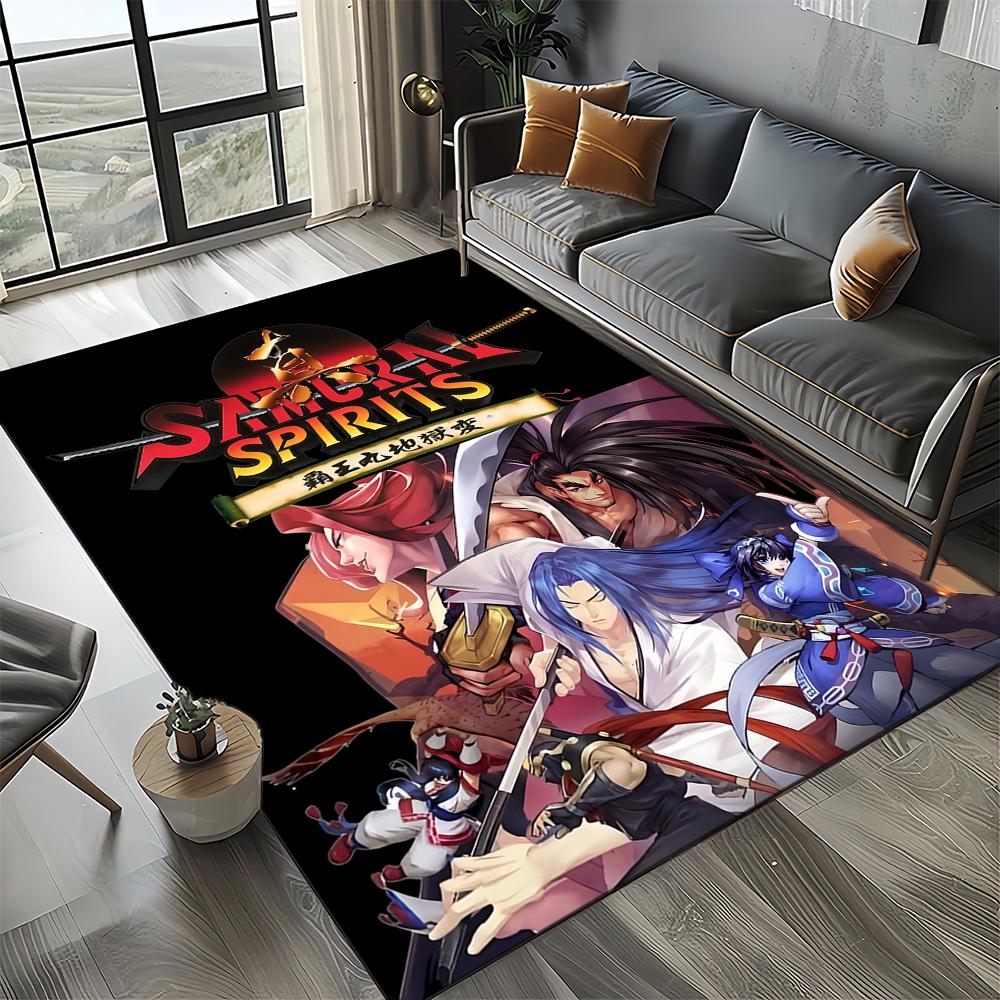 Retro Game Samurai Spirits Shodown Haohmaru Cartoon Carpet Rug for Living Room Bedroom Home Sofa Decoration,Non-slip Floor Mat