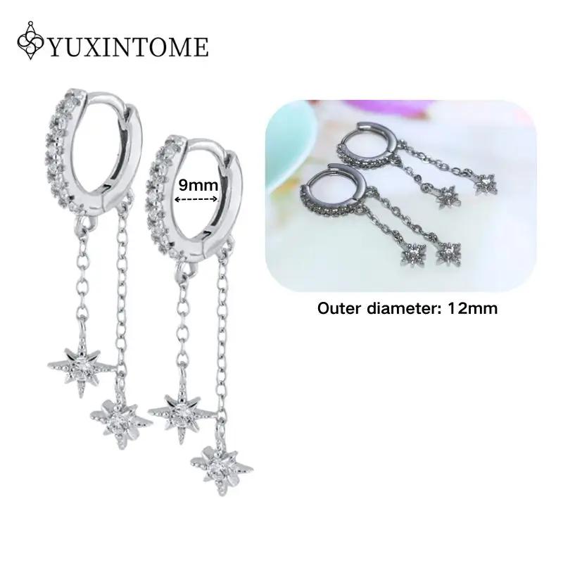 925 Silver Ear Needle Crystal White Zircon Silver Series Tassel Drop Earrings Luxury Fashion Party Jewelry Accessories