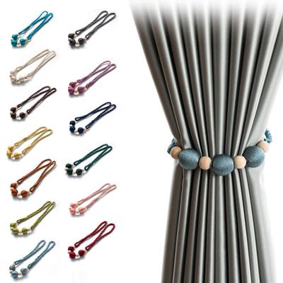 Decorazione della cinghia del supporto della fibbia della corda del fermaglio della tenda magnetica con sfera di legno senza punzone