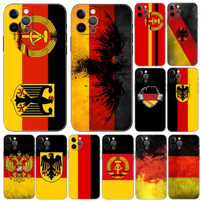 Duitse vlag telefoonhoesje voor iPhone 5 5s SE 6 6s 7 8 Plus X 10 XR XS 11 12 13 mini Pro Max zwarte TPU achterkant