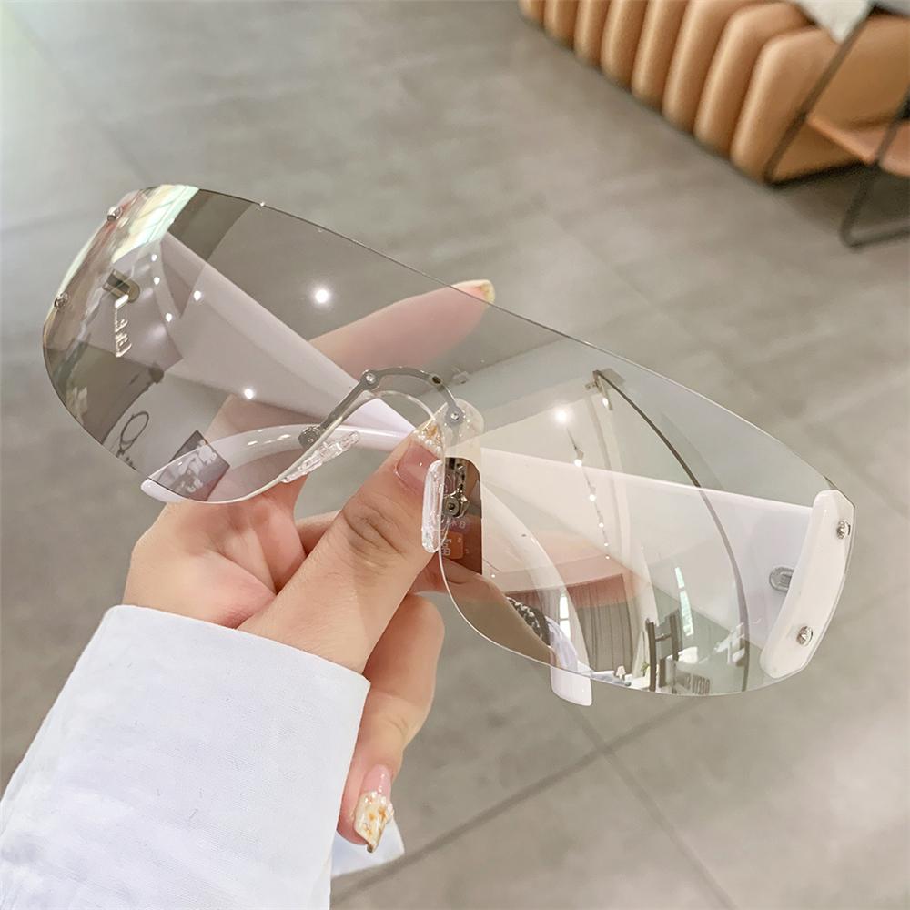 UV400 Rimless Wrap Around Oversized Star Y2K Sunglasses Goggles 1pc Sun Glasses Shades