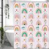 Half Round Heart Pink Shower Curtain, Bathroom Decorative Shower Curtain, Waterproof Shower Curtain with Hooks