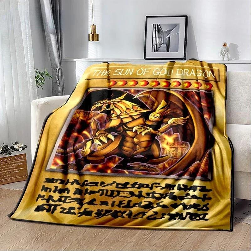 Anime Yu Gi Oh Card Throw Blanket Blue Eyes White Dragon Anime Cartoon Soft Plush Blanket Bedroom Bedspread Home Decor