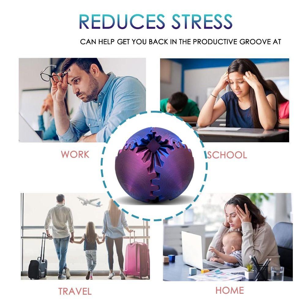 Fidget Toys 3D Printed Gear Ball Anxiety Relaxing Stress Ball New Spin Ball  for Adults Kids Gifts