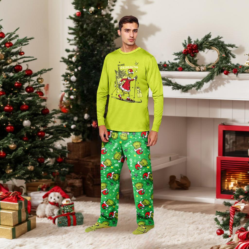 Parent-child Christmas Print Home Suit Long-sleeved Top And Pants