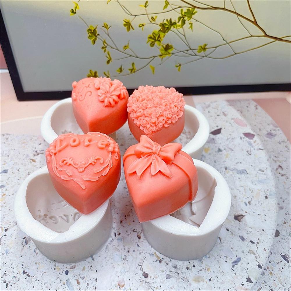 Rose Cake Silicone Mold Pastry Soap Aromatherapy Mold DIY Bow Love Handmade Soap Mold Heart Shaped Chocolate Fondant Tool
