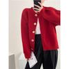 Autumn Winter Round Neck Solid Color Simple Knitting Outwear Women Casual Fashion Cardigan Coat Button Top