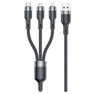 Awei Kabel Cl-975 Usb-C/Lightning/Micro  3W1 Czarny/Black