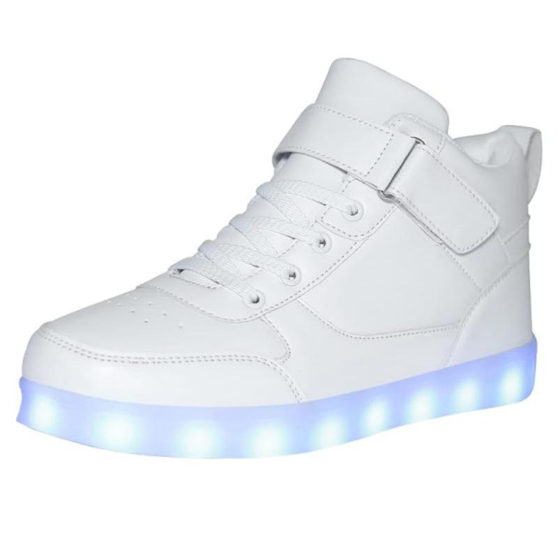 

Kids LED Light-Up High-Top Sneakers - Unisex Casual Sports Shoes for Outdoor Activities 38 белый