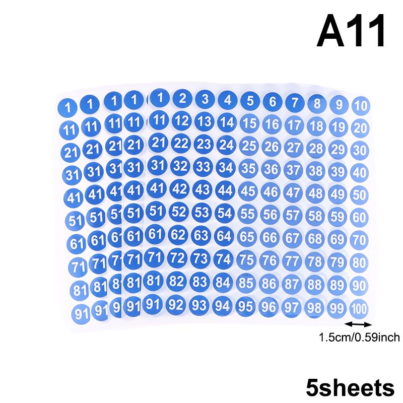 5 Ark Nummerklistermärken 1-100 Etikett Nummerklistermärke För DIY Hantverk Nagellack Limflaska Scrapbooking Dagbok Kontorsmaterial