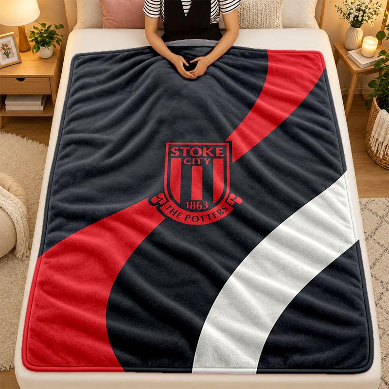 Flannel BlanketStoke City Football Warm Soft Throw Blanket for Indoor Sofa Bed Living Room Use