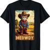 Mjau-hei Morsom Landlig Kattehatt Vintage Cowboy Katt T-skjorte