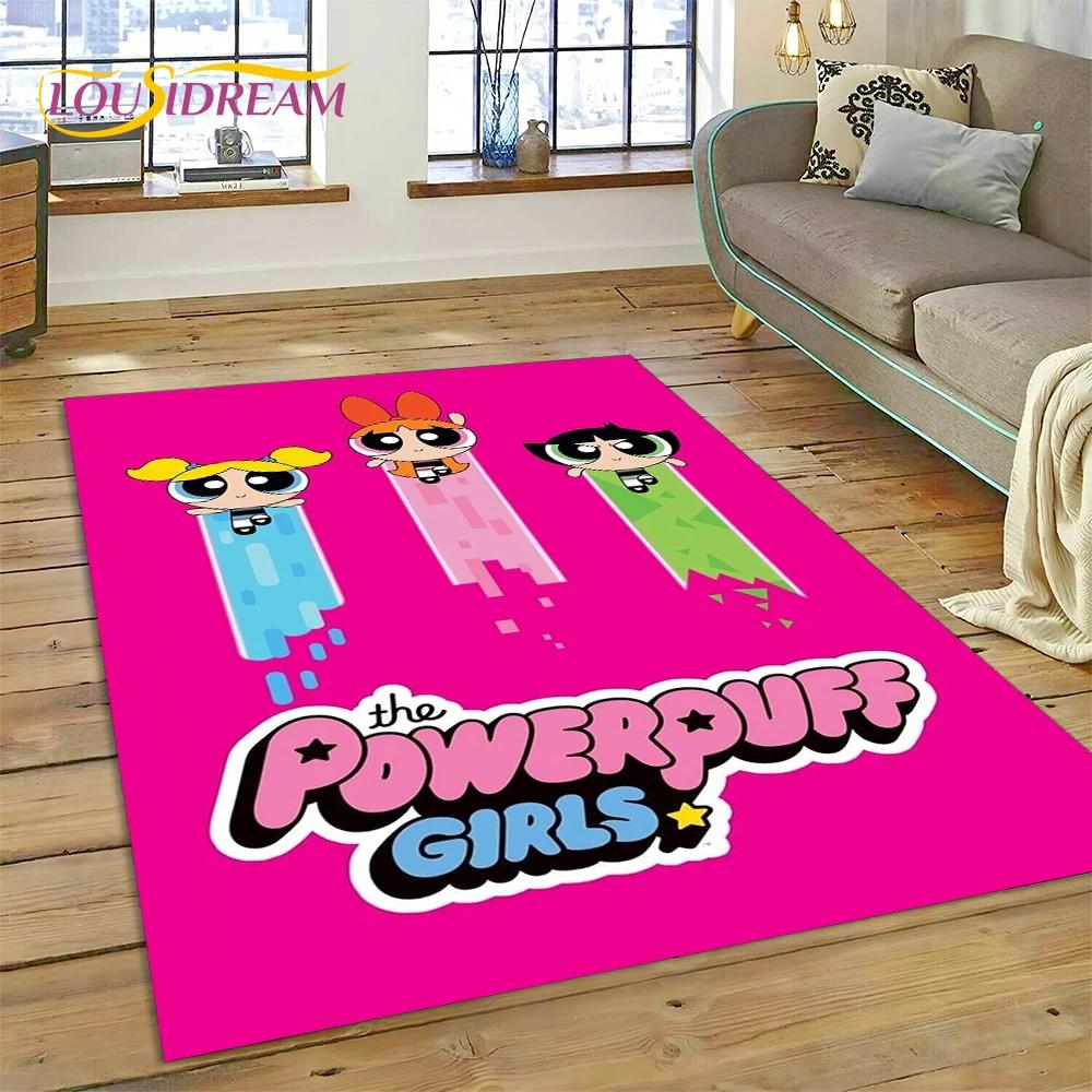 Animacinis Mielas P-Powerpuff Mergaitės Kilimas Kilimėlis Miegamajam Svetainei Namų Sofos Dekoravimas, Vaikų Žaidimų Didelis Dekoras Grindų Kilimėlis Dovana