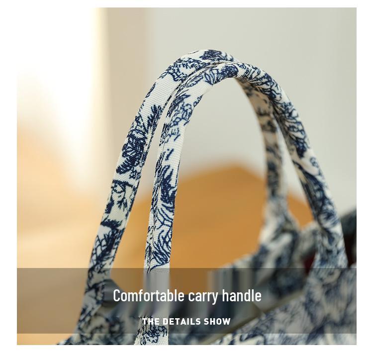 Toamnă/Iarnă 2025 Geantă Tote Canvas Damă de Mare Capacitate cu Broderie Jacquard Chinezesc