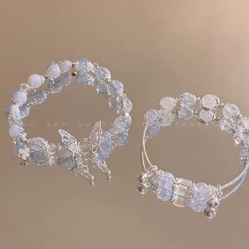 Handmade Starry Sky Butterfly Beaded Bracelet Sweet Fashion Jewelry For Women