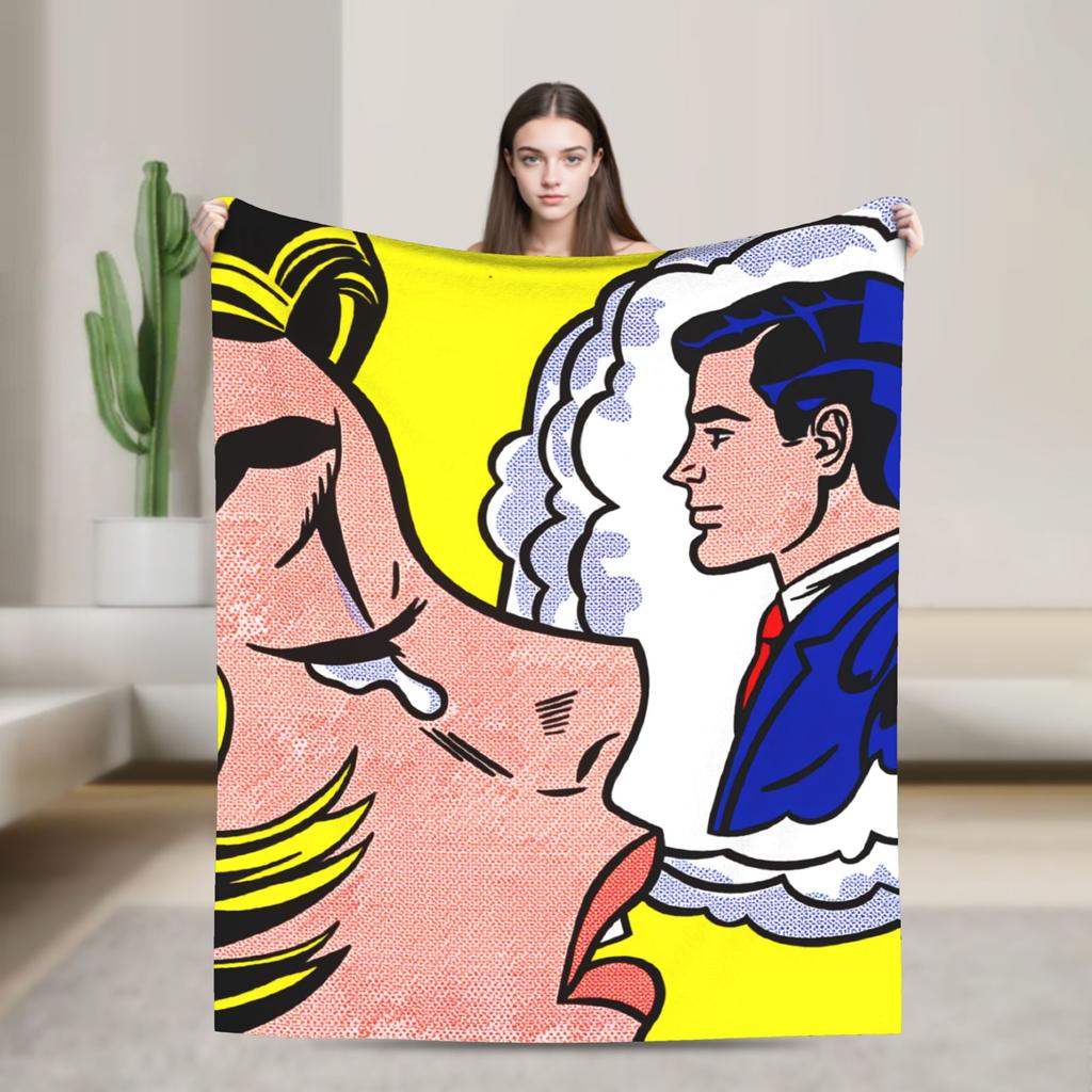 Roy Lichtenstein Pop Art Blanket  Warm Soft Aesthetic Plush Throw Blanket For Home Decor Picnic Flannel Bedspread Bed Cover