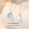 Tichya S925 Sterling Silver Moonstone/Aquamarine Necklace – Niche Design Oval Snake Chain for Women
