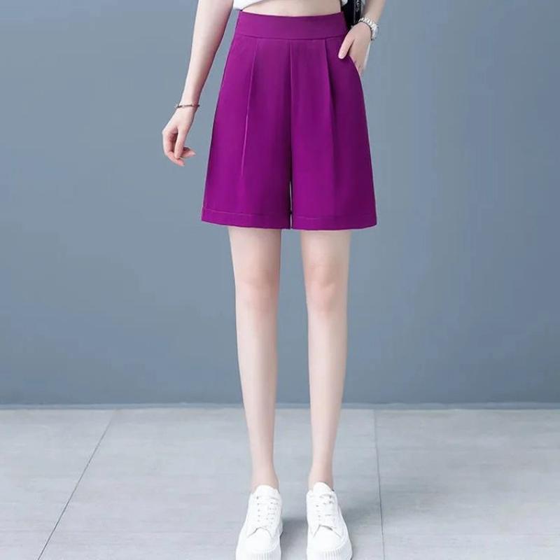 Dragon Fruit Ice Silk Shorts Women Summer Loose Thin New Fashionable Wide Legs Casual Harun Five-Cubic Pants