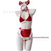 Red Plush Christmas Lingerie Set: Sexy Lace-Up Top, Apron, Nightwear