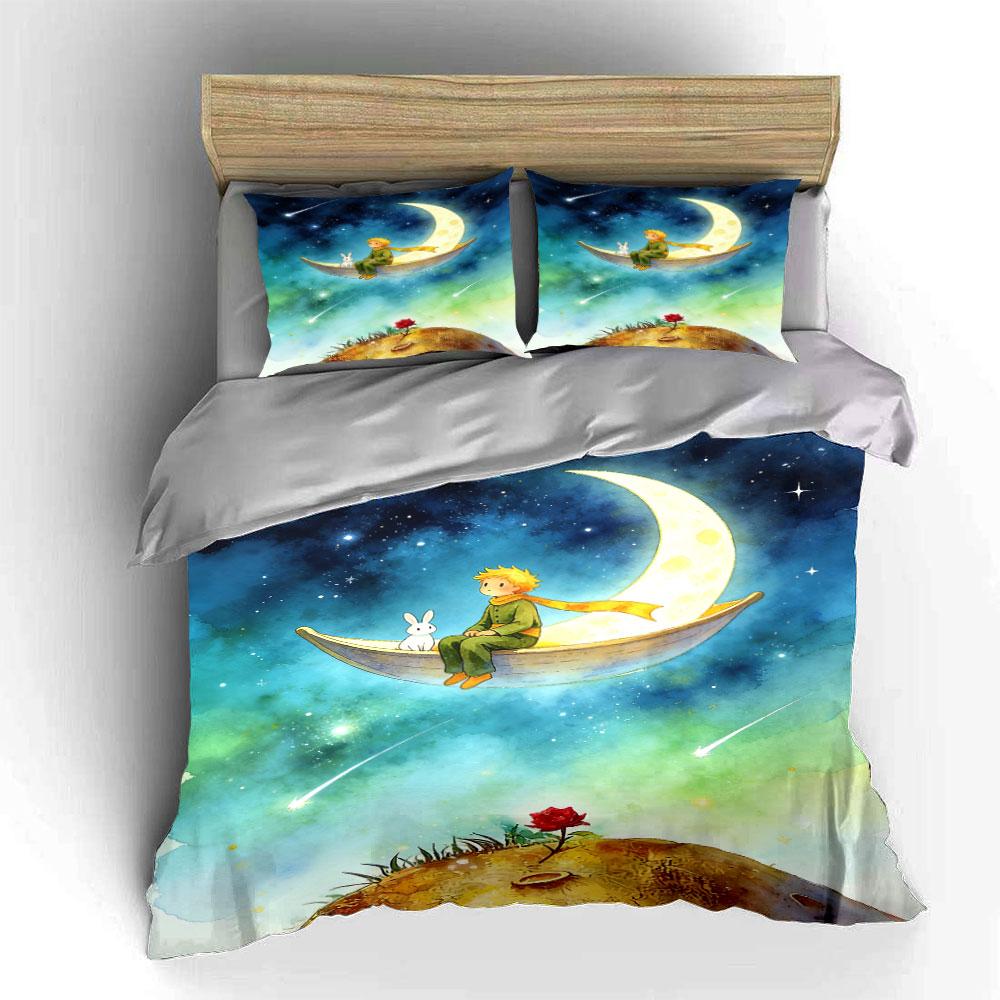 Moon, stars, rabbit, rose. Bedding sets Duvet cover sets Duvet covers Pillowcases(1 * Duvet Cover 2 * Pillowcases without duvet insert)