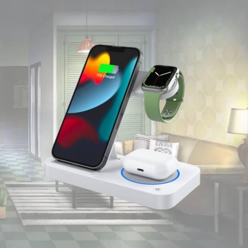 New Foldable Four-in-one Wireless Charger For Apple Watch Earphones And Phone Fast Charging 25w Power Output
