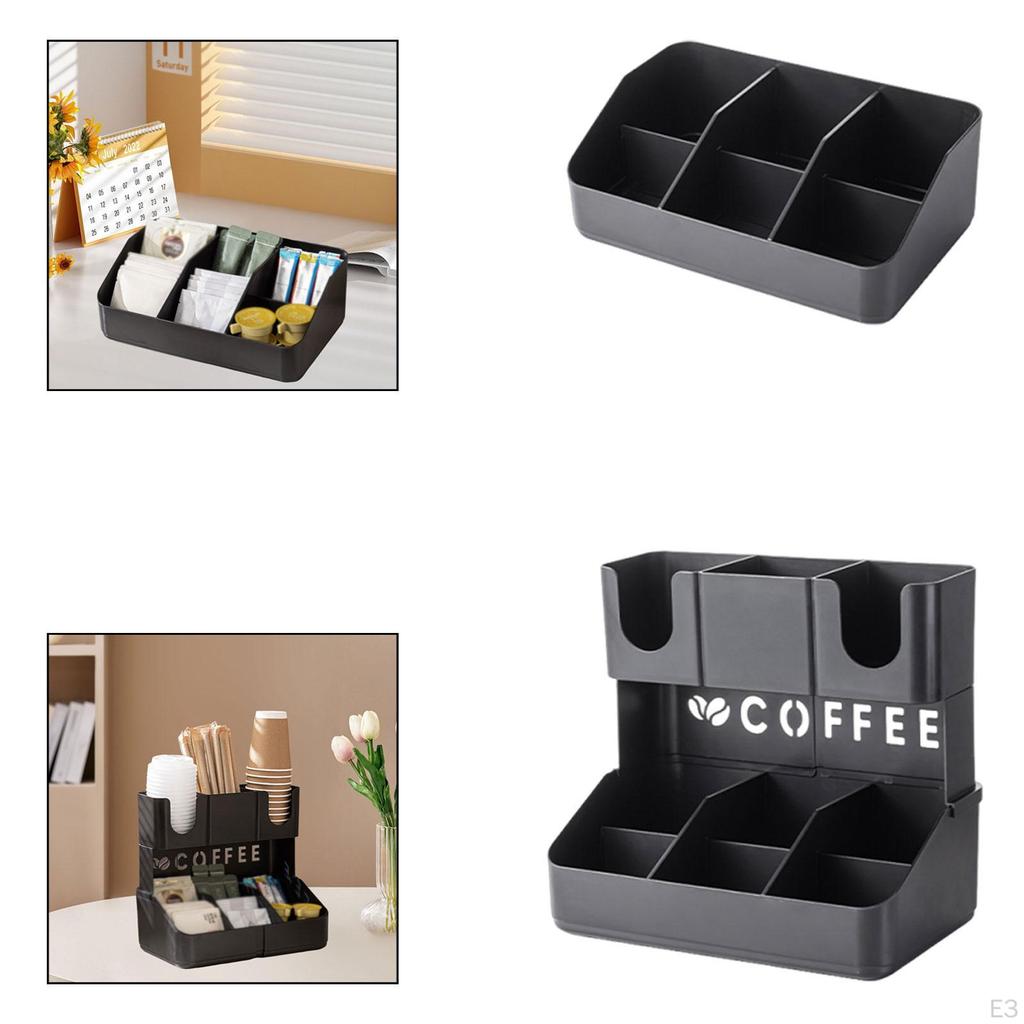 Schwarzer Kaffee Bar Organizer, Platzsparend, Aufbewahrungsregal für Restaurantzubehör, Büro, Hotel,