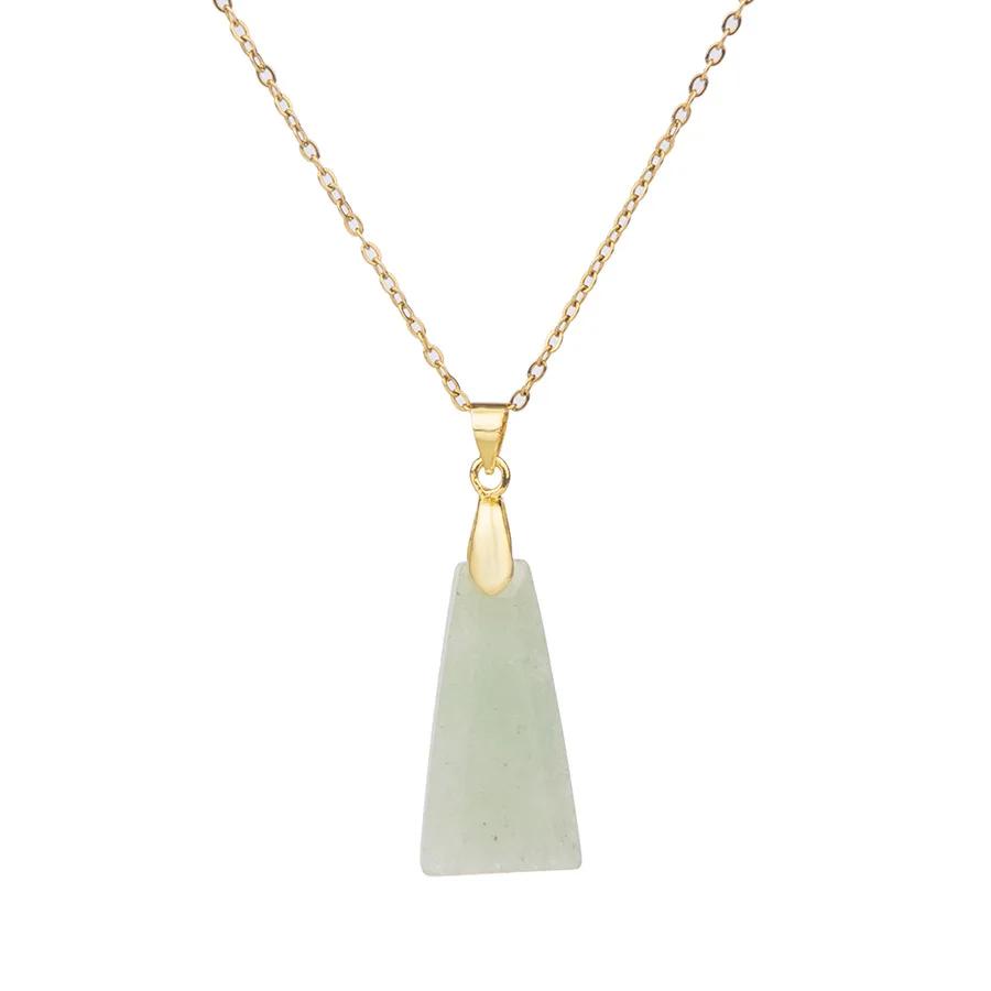 Natural Stone Pendant Jewelry Making DIY Necklace Earrings Accessories Gift Trapezoid Shape Safe Luck Tag Natural Stone Necklace