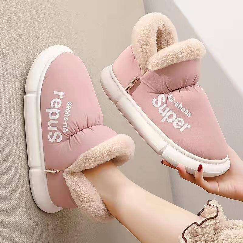 Женские ботинки, модная зимняя домашняя обувь с высоким берцем, пушистая плюшевая обувь без шнуровки, мужская женская комфортная обувь