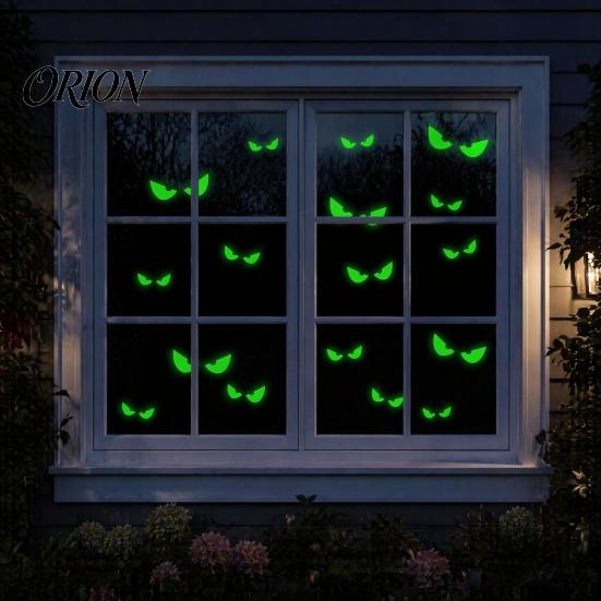 Scary Halloween Wall Decor Glow in The Dark Demon Eye Stickers, Luminous Ghost Long-lasting Signs Eyeball Decals, Waterproof Self-Adhesive Horror Deco