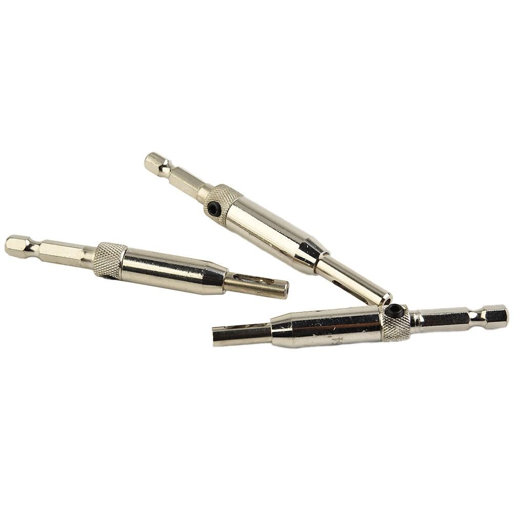 Set 3 burghie pentru balamale, deschizător de găuri pentru balamale de uși pentru prelucrarea lemnului, burghiu cu tijă hexagonală de 1/4