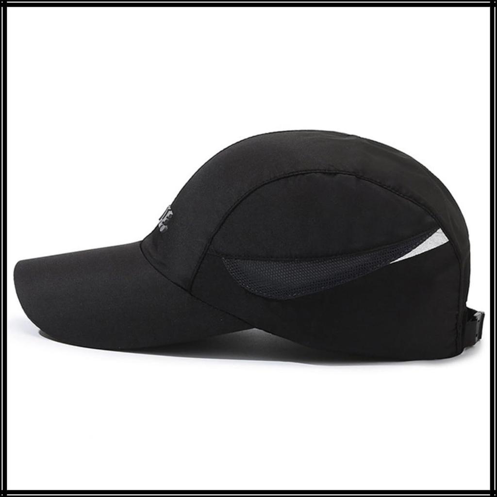 Cap Mesh Sports Hat Adjustable UV Protection Simple CZA086 [White Fang] Men's Women's (Black)