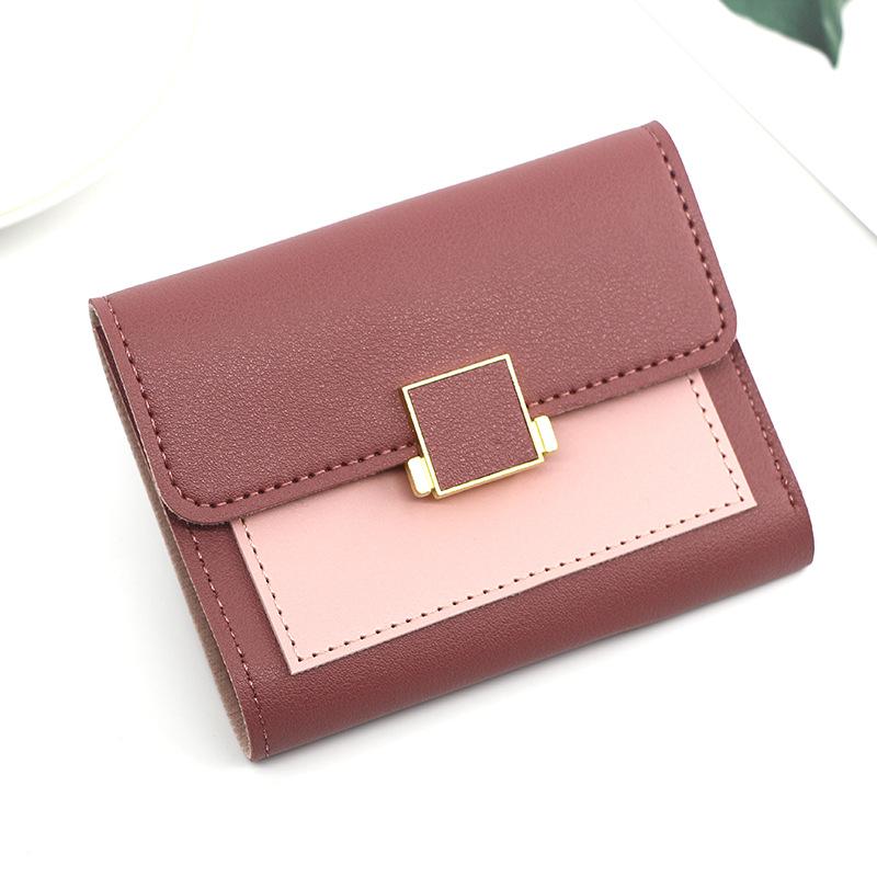 Compact Clutch Fashionable Retro Square Purse Pu Leather Wallet Solid Color Zippered Coin Pocket For Daily Use Gifting Holidays