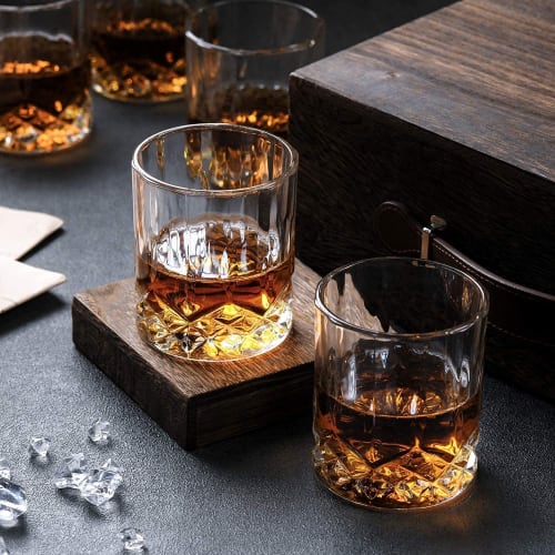 Lazysong Whiskey Glass, Rocks Glass, Brandy Glass, Clear, Father's Day, Birthday Gift, Crystal Glass, 330ml
